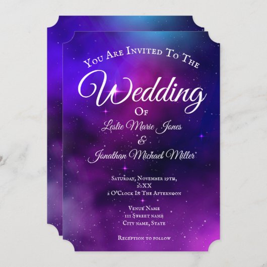 Faire-part de mariage Galaxie (Devant / Derrière)