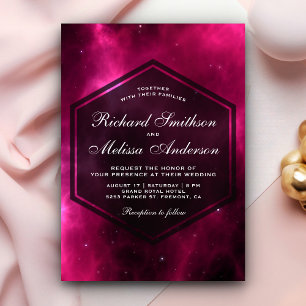 Faire-part de mariage Galaxie Espace Rose Chaude M