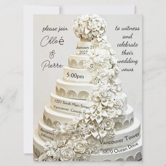 faire-part de mariage "gâteau Mariage orange" (Devant)