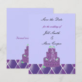 Faire-part de mariage Gâteau Mariage Violet (Devant / Derrière)