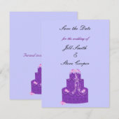 Faire-part de mariage Gâteau Mariage Violet (Devant / Derrière)