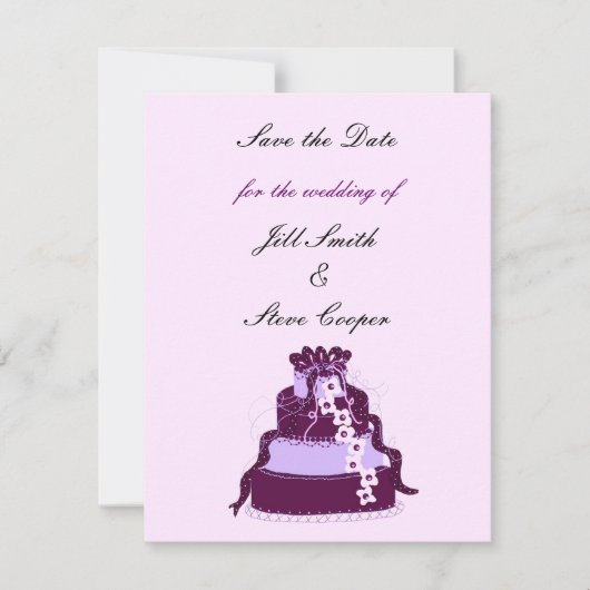 Faire-part de mariage Gâteau Mariage Violet (Devant)