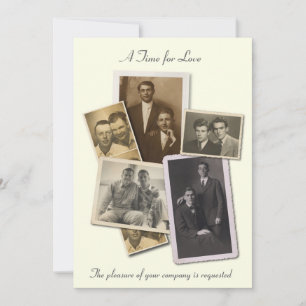 faire-part de mariage gay avec des portraits vinta