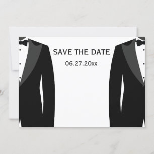 Faire-part de mariage gay noir et blanc à personna
