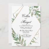 Faire-part de mariage Géométrie Verte (Devant)