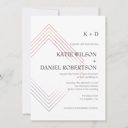 Faire-part de mariage géométrique 5x7 (Devant)