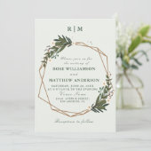 faire-part de mariage géométrique à couronne flora (Debout devant)