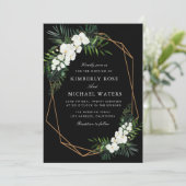 faire-part de mariage géométrique à fleurs tropica (Debout devant)