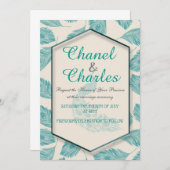 Faire-part de mariage géométrique Bella Blue Peaco (Devant / Derrière)