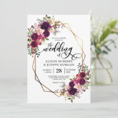 Faire-part de mariage géométrique bordée de Boho (Debout devant)