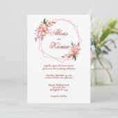 Faire-part de mariage géométrique Coral & Blush (Debout devant)