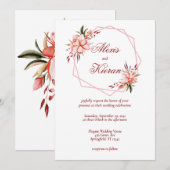 Faire-part de mariage géométrique Coral & Blush (Devant / Derrière)