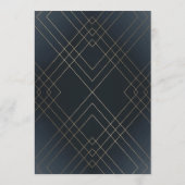 Faire-part de mariage géométrique Dark Navy Gold G (Dos)