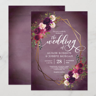 Faire-part de mariage géométrique de bordo de Boho