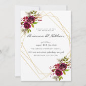 Faire-part de mariage géométrique de Bourgogne (Devant)