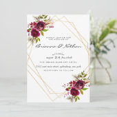 Faire-part de mariage géométrique de Bourgogne (Debout devant)