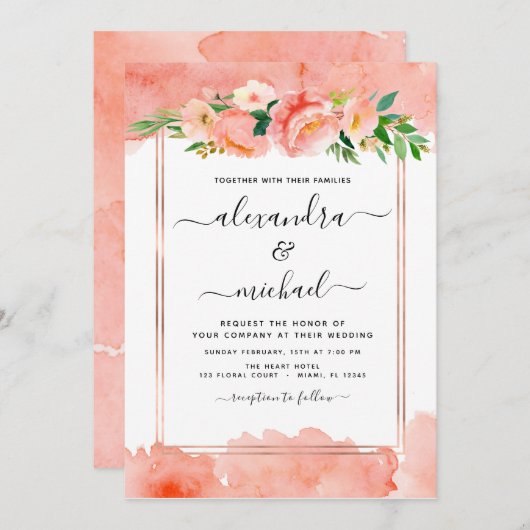 Faire-part de mariage géométrique de la plage de c (Devant / Derrière)