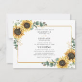 Faire-part de mariage géométrique de tournesol (Devant)