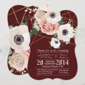 faire-part de mariage géométrique de vin rosé du (Devant / Derrière)
