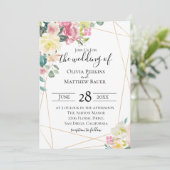 Faire-part de mariage géométrique en floraison (Debout devant)