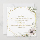 Faire-part de mariage géométrique Eucalyptus Gold (Devant)