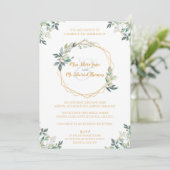 Faire-part de mariage géométrique feuille or (Debout devant)