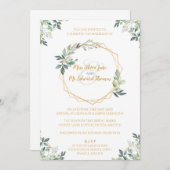 Faire-part de mariage géométrique feuille or (Devant / Derrière)