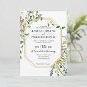 Faire-part de mariage géométrique fleur sauvage et (Debout devant)