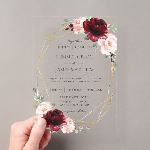Faire-part de mariage géométrique floral Roses Ros