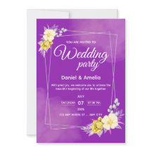 Faire-part de mariage géométrique floral violet