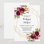 faire-part de mariage géométrique florale de Bourg (Devant / Derrière)