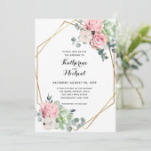 Faire-part de mariage géométrique florale Eucalypt (Debout devant)