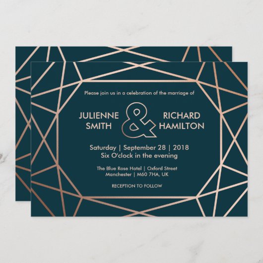 Faire-part de mariage géométrique moderne en forme (Devant / Derrière)
