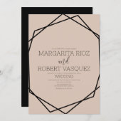Faire-part de mariage Géométrique Noir (Devant / Derrière)