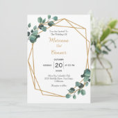 Faire-Part de Mariage Géométrique Or à Verdure Mod (Debout devant)