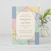 Faire-part de mariage géométrique pastel (Debout devant)