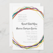 Faire-part de mariage géométrique Rainbow moderne (Devant / Derrière)