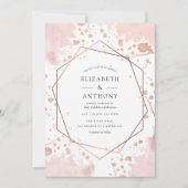Faire-part de mariage géométrique rose Gold et Blu (Devant)