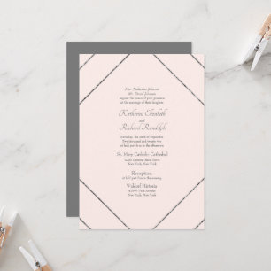 Faire-Part de Mariage Géométrique Rose & Gris