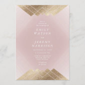 Faire-part de mariage Géométrique Rose Musc Or Gat (Devant)
