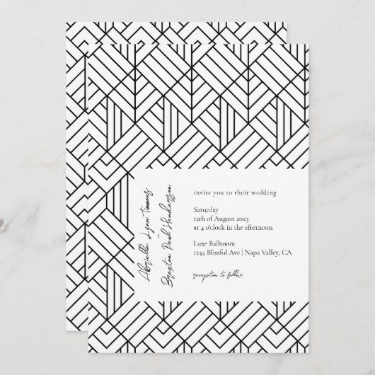 Faire-part de mariage géométrique simple (Devant / Derrière)