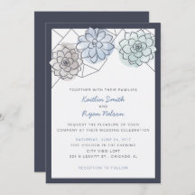 Faire-part de mariage géométrique Succulent