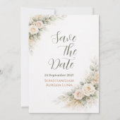 Faire-part de mariage géométrique vert et or (Dos)
