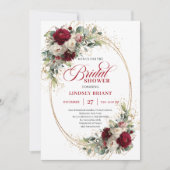 Faire-part de mariage Glam Marron Blanc Roses Or (Devant)