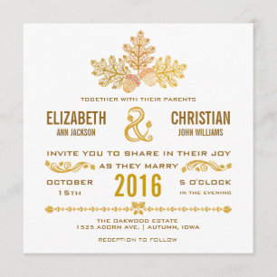 Faire-part de mariage Glands d'automne et feuilles