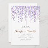 Faire-part de mariage glycine violette (Devant / Derrière)