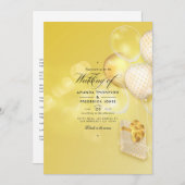 Faire-part de mariage Gold Bokeh Balloons (Devant / Derrière)
