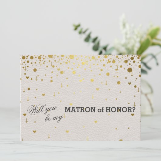 Faire-part de mariage | Gold Confetti Matron d'hon (Debout devant)