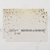 Faire-part de mariage | Gold Confetti Matron d'hon (Devant / Derrière)