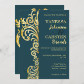 Faire-part de mariage Gold Crest (Devant / Derrière)